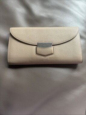 Celine Beige Envelope Wallet with Silver-Tone Clasp